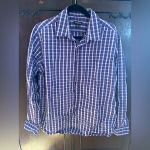 George Men's Casual Purple Plaid Shirt